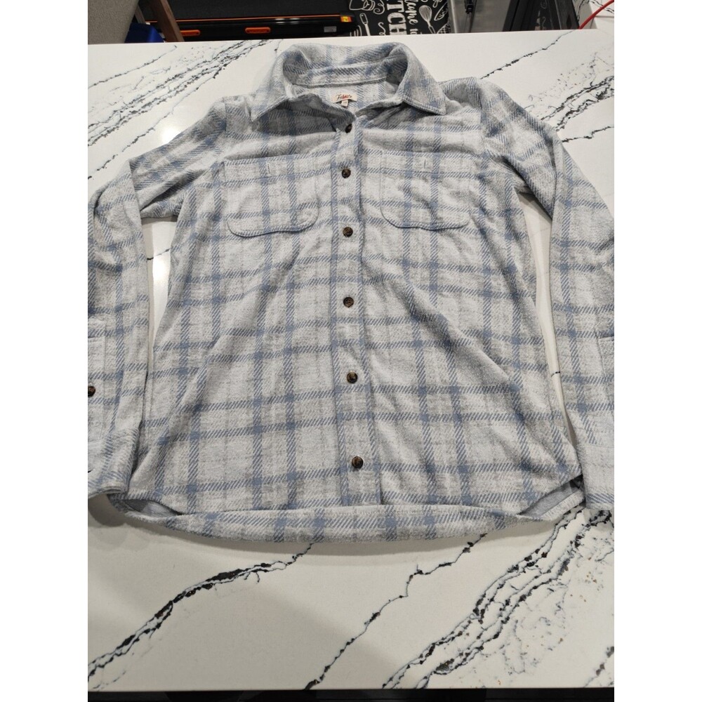 Faherty Men's Light Blue and White Plaid Button-Down Shirt